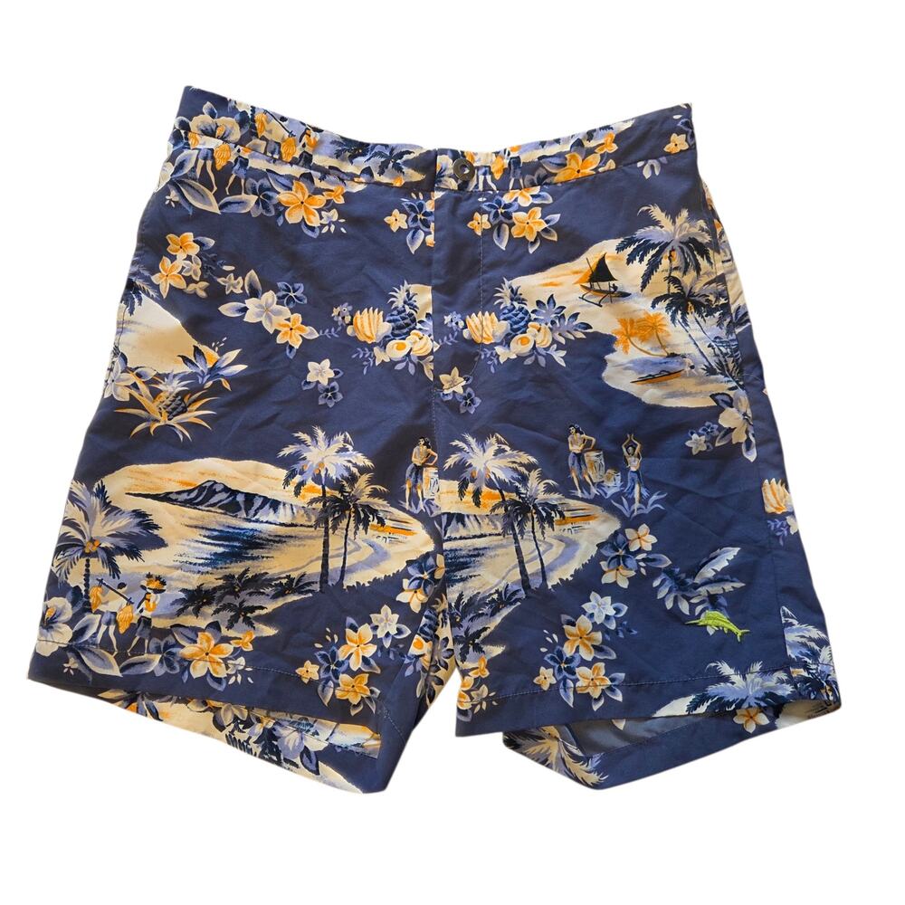 Tommy Bahama Relax swim trunks, Hawaiian Tropical Palm Trees, 7" length. Sz M